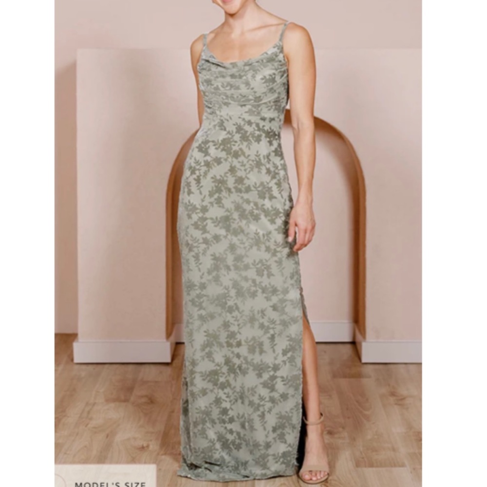Sage maxi dress with velvet burnout
